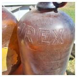 Lot of (3) Vintage Brown Gallon Bottles  Purex is one of them