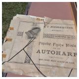 CF Zimmerman Auto Harp  Vintage  257809 with sheet music