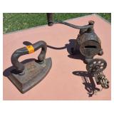 Antique Cast Iron Iron and Hand Crank Arcade Crystal