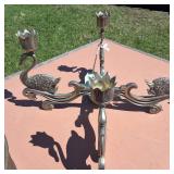 4 Candlestick Swan Centerpiece and Unique metal Muskie tin