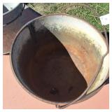 Two pots suitable for a hanging plant (holes on bottom or cracked)