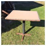 Nice Wooden table with metal stand: 30 x 24 inch top, 29 inches tall