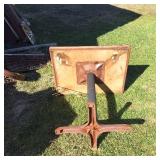Nice Wooden table with metal stand: 30 x 24 inch top, 29 inches tall