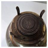 Vintage 21 inch high B&H Kerosene Oil Lamp made of ornate metal from June 2nd, 1896