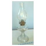 Vintage Kerosene Lamp 18 inches tall  glass with brass wick holder