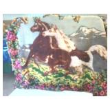 Vintage Heavy Duty Blanket with horses, colorful and unique