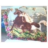 Vintage Heavy Duty Blanket with horses, colorful and unique
