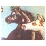 Vintage Heavy Duty Blanket with horses, colorful and unique
