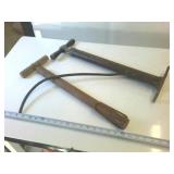 Two Vintage Bike Air Pumps with wooden handles
