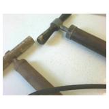 Two Vintage Bike Air Pumps with wooden handles