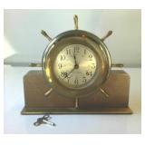 Vintage Seth Thomas Brass Mantel Clock with Key  Made in USA  wall mount, too.