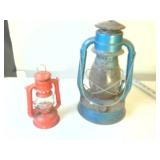 Red and Blue Railroad Lamps  Dietz and Globe Brand