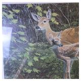 Large Framed Numbered Print by JB Williams Deer and Fawn