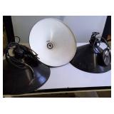 Lot of (3) Luminaire Light Shades Painted Metal 16 inches diameter, Vintage Orig Paint