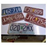 Lot of (5) misc. Missouri License Plates (embossed)