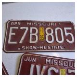Lot of (5) misc. Missouri License Plates (embossed)