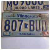 Vintage Embossed Minnesota License Plates BUD