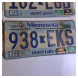 Vintage Embossed Minnesota License Plates BUD