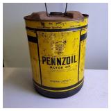 Vintage PENNZOIL  5 gal metal oil can  safe lubrication