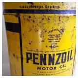 Vintage PENNZOIL  5 gal metal oil can  safe lubrication