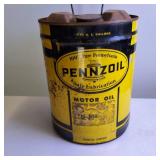 Vintage PENNZOIL  5 gal metal oil can  safe lubrication