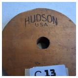 HUDSON wooden wheel and Antique Cast Iron with wood that swivels