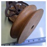 HUDSON wooden wheel and Antique Cast Iron with wood that swivels