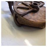 HUDSON wooden wheel and Antique Cast Iron with wood that swivels