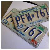 4 pairs of matching MN License Plates (Embossed pre-2000) 8 plates total in this lot
