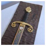 Toledo San Fernando Sword mounted to wooden back