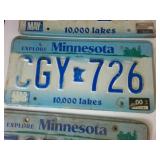 Lot of (8) total Minnesota Embossed License Plates from the 1990