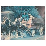 Budweiser Clydesdales Wagon Framed Ad