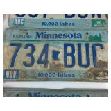 Lot of (9) Minnesota Embossed License Plates