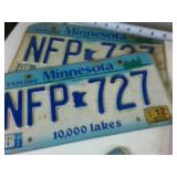 Five Pairs of Minnesota Embossed License Plates (10 plates total)