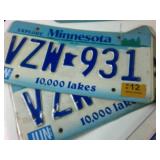 Five Pairs of Minnesota Embossed License Plates (10 plates total)