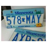 Four Pairs of Embossed Minnesota License Plates: (8 plates total)  10,000 Lakes