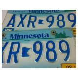 Four Pairs of Embossed Minnesota License Plates: (8 plates total)  10,000 Lakes