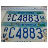 Four Pairs of Embossed Minnesota License Plates: (8 plates total)  10,000 Lakes