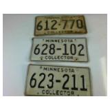 Very cool older Minnesota License plates:  COLLECTOR lot of (3) total