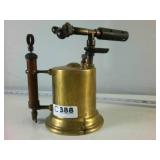 Antique Solid Brass Torch with Wooden Handle "Detroit Torch"