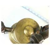 Antique Solid Brass Torch with Wooden Handle "Detroit Torch"