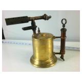 Antique Solid Brass Torch with Wooden Handle "Detroit Torch"
