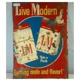 Authentic Vintage Metal "Live Modern" Cigarette Ad LM