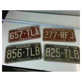 Lot of (4) Missouri Embossed License Plates