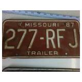 Lot of (4) Missouri Embossed License Plates