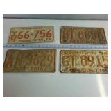 Lot of (4) Embossed Minnesota License Plates (Rare red color) 1970