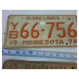 Lot of (4) Embossed Minnesota License Plates (Rare red color) 1970