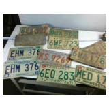 Lot of (11) Minnesota Embossed Vintage License Plates - green blue and red