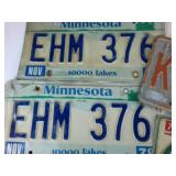 Lot of (11) Minnesota Embossed Vintage License Plates - green blue and red