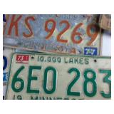 Lot of (11) Minnesota Embossed Vintage License Plates - green blue and red